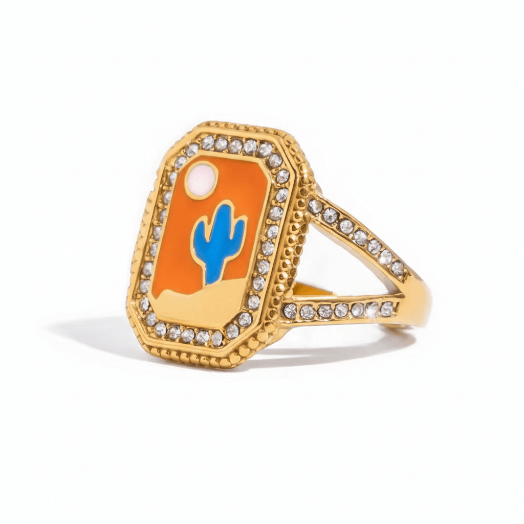 Anillo Ajustable de Encanto Cuadrado de Esmalte Estilo Y2K