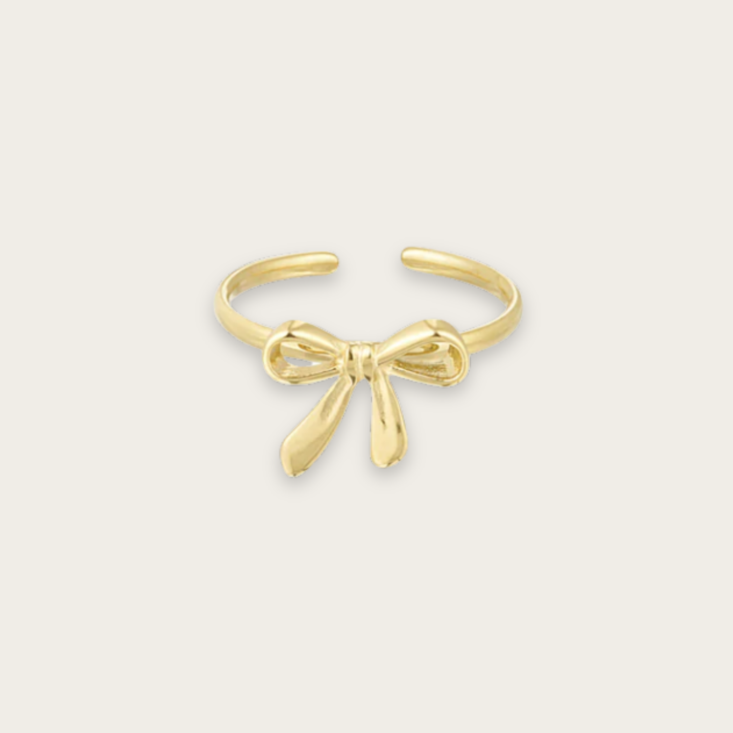 Elegant Bow Design Adjustable Gold-Colored Stainless Steel Ring - Waterproof, Hypoallergenic