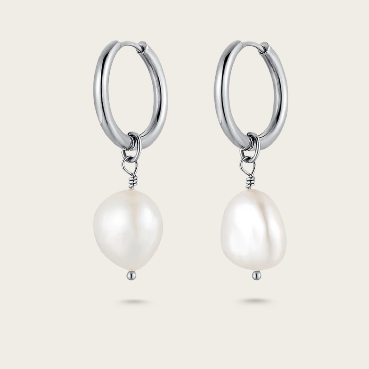 Modern Pearl - Gold Hoop Earrings with Removable Freshwater Pearl Pendant
