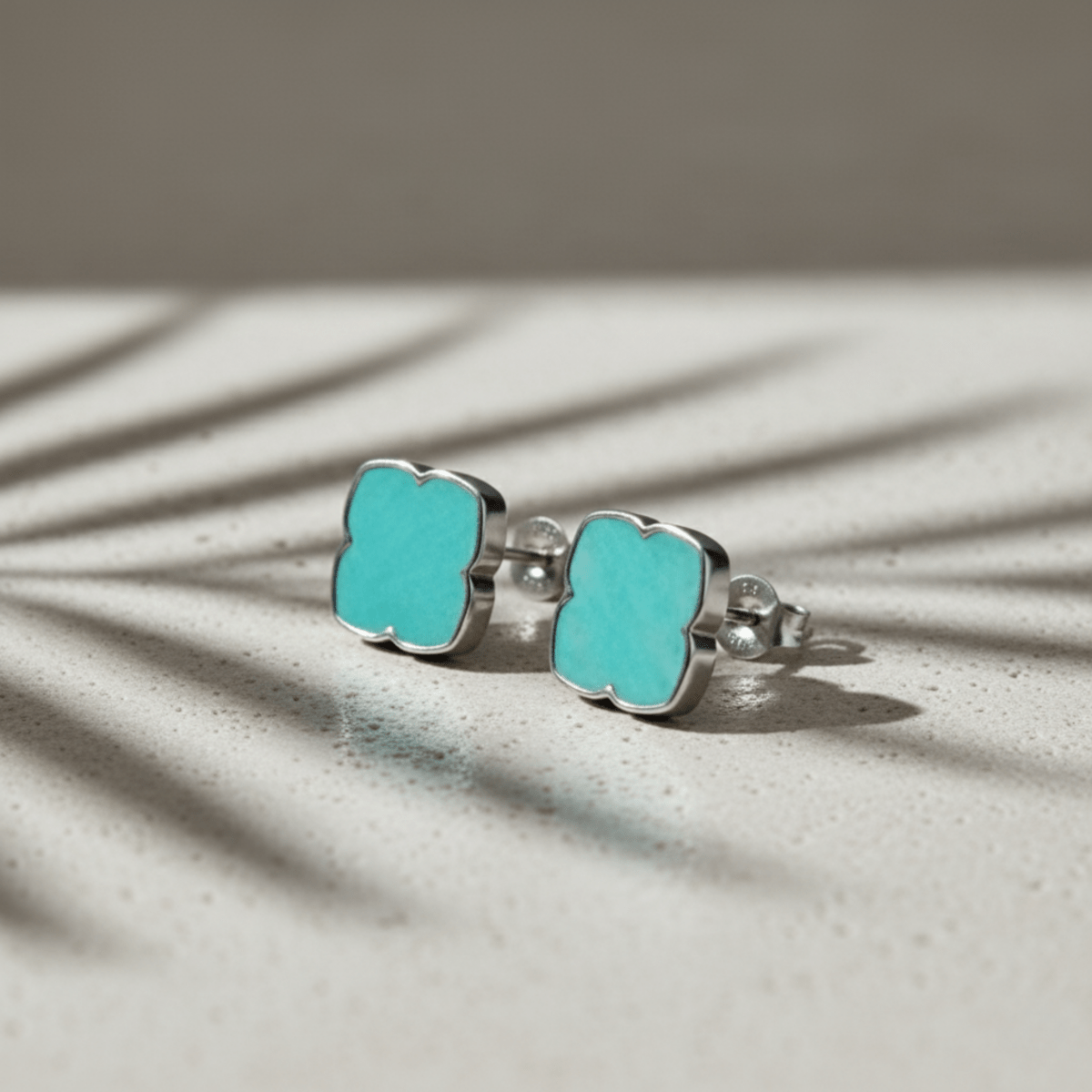 Aqua Gold and Silver Earrings