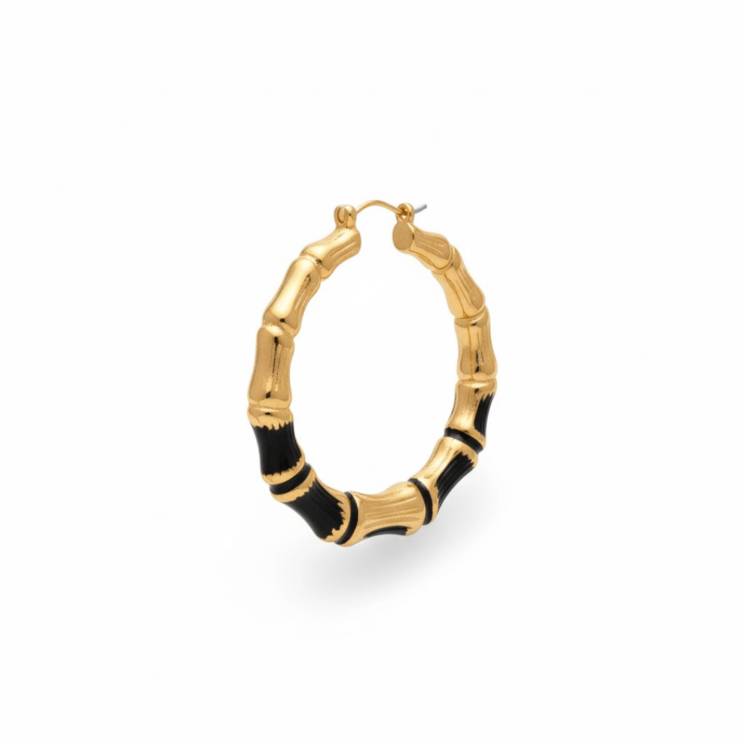 Elegant Bamboo Gold Hoop Earrings - Gold Filled