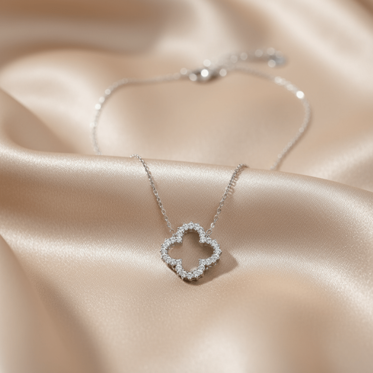 Elegant Hollow Diamond Flower Necklace - Waterproof Stainless Steel, Hypoallergenic