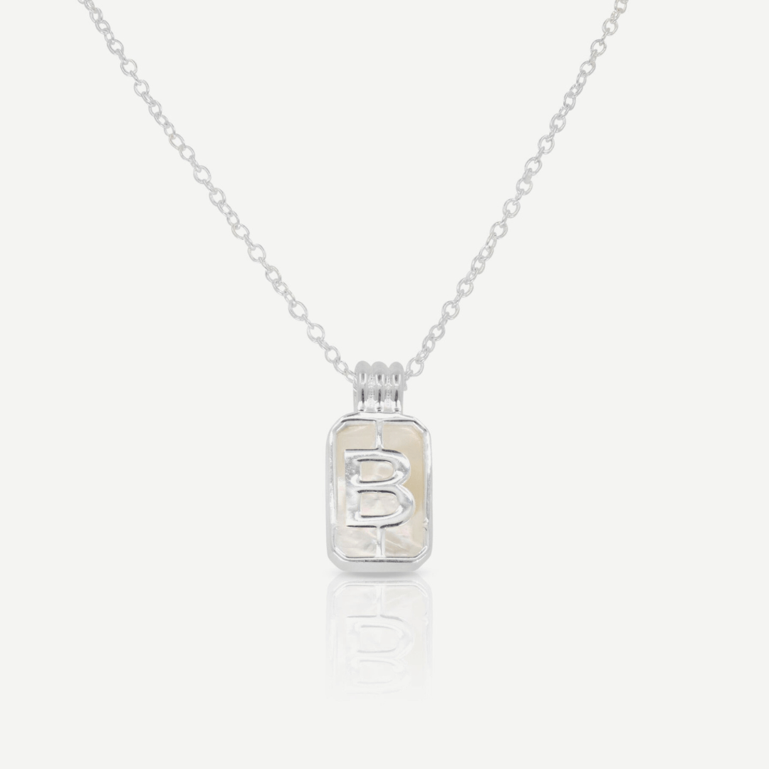 Pearlescent Initial Pendant Silver Necklace