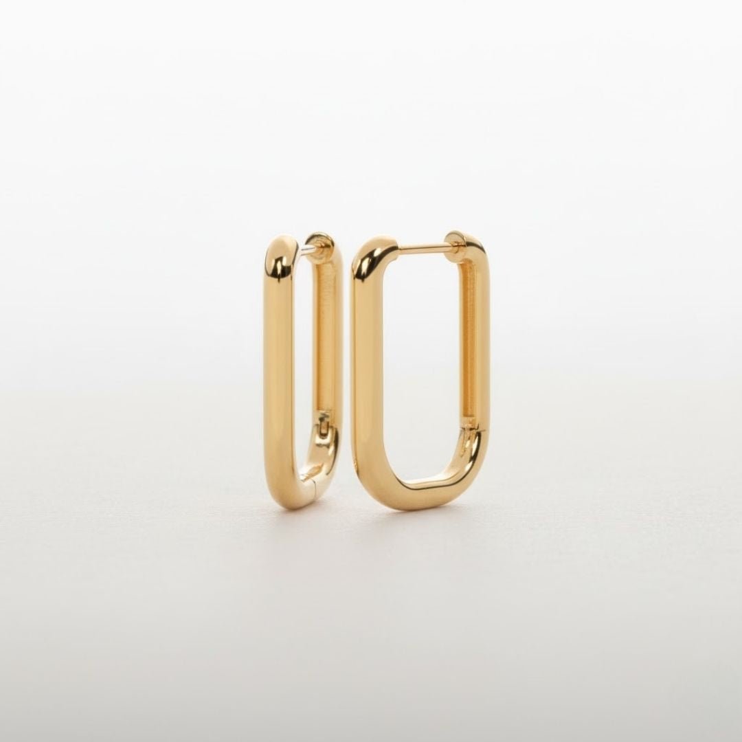 Solid Yellow Gold Small Hoop Earrings for Women - Elegant U Shaped Design