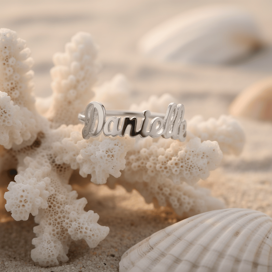 Tiny Script Ring - Customizable Personalized Jewelry in Gold & Silver