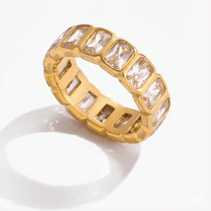 Anillos apilables CZ en forma de redondo, rectangular, corazón y lágrima