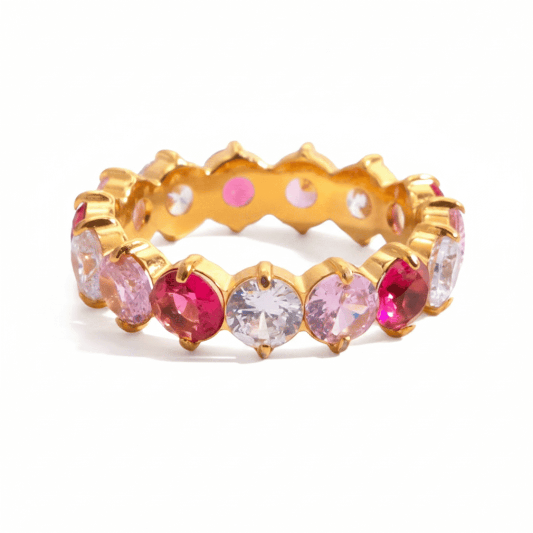 Anillos apilables CZ en forma de redondo, rectangular, corazón y lágrima