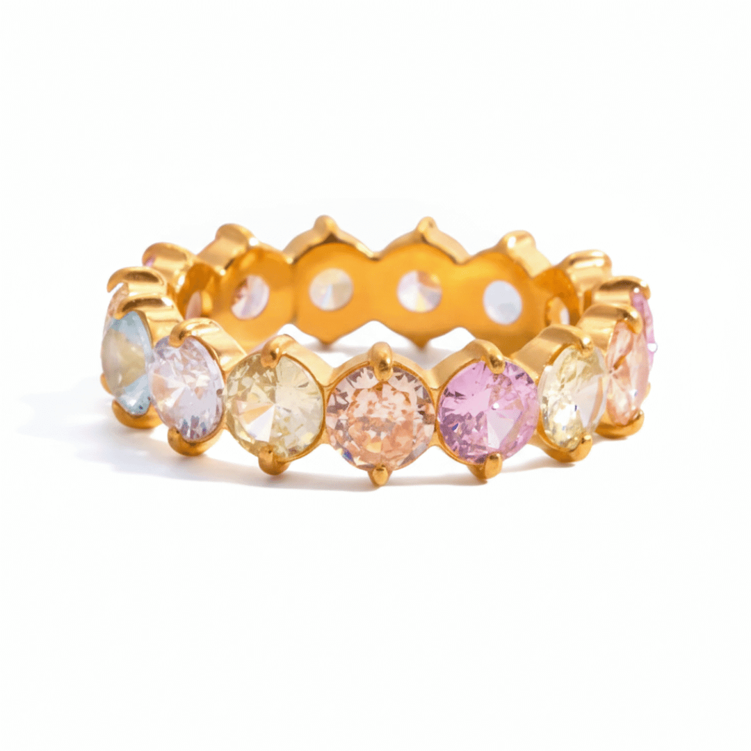 Anillos apilables CZ en forma de redondo, rectangular, corazón y lágrima