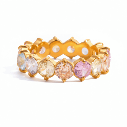 Anillos apilables CZ en forma de redondo, rectangular, corazón y lágrima