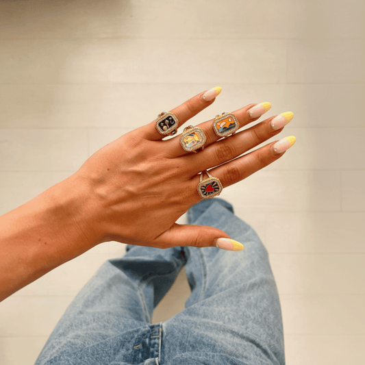 Anillo Ajustable de Encanto Cuadrado de Esmalte Estilo Y2K