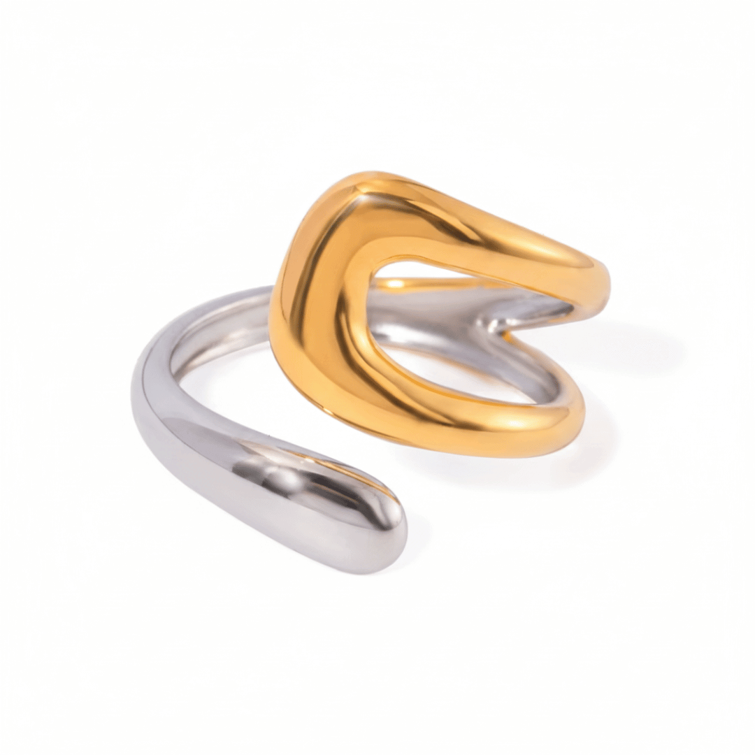 Anillo Abierto Asimétrico Bicolor