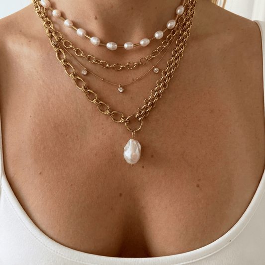 Collar de Cadena Gruesa Perla del Océano