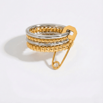 Anillos Clásicos de Oro y Plata con Diseño de Clip de Papel Multicapa