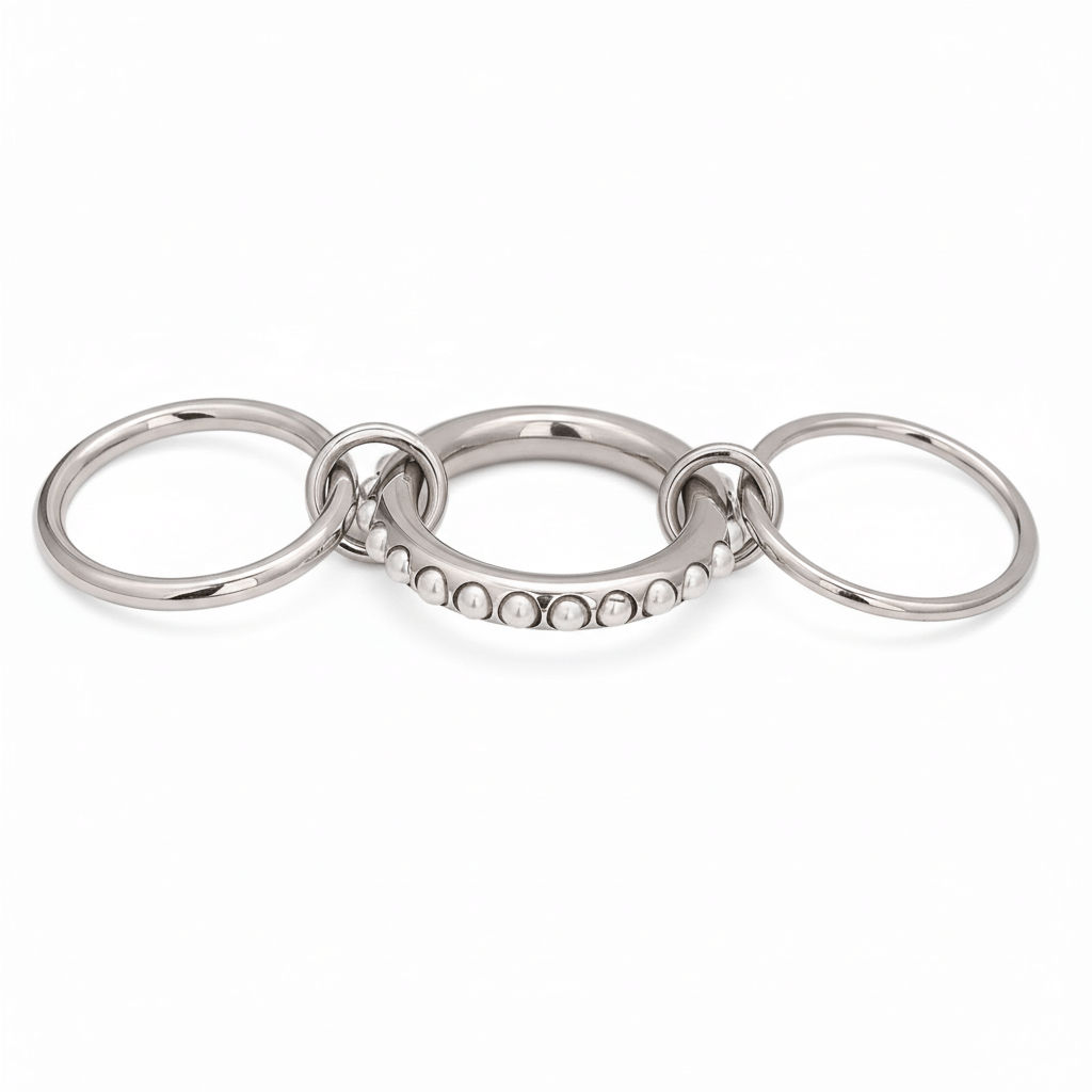 Conjuntos de Anillos de Doble Dedo en Dos Tonos con Acento de Perla