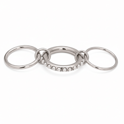 Conjuntos de Anillos de Doble Dedo en Dos Tonos con Acento de Perla