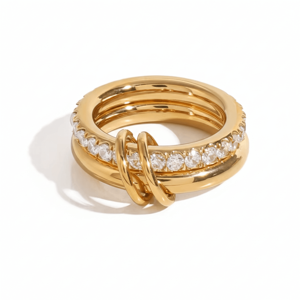 Conjuntos de Anillos de Doble Dedo en Dos Tonos con Acento de Perla