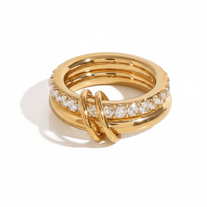 Conjuntos de Anillos de Doble Dedo en Dos Tonos con Acento de Perla