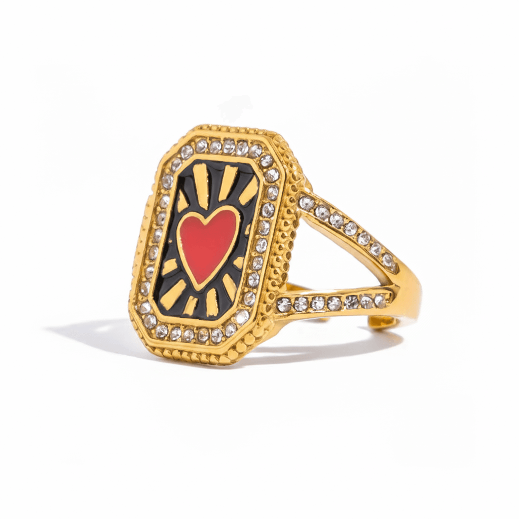 Anillo Ajustable de Encanto Cuadrado de Esmalte Estilo Y2K