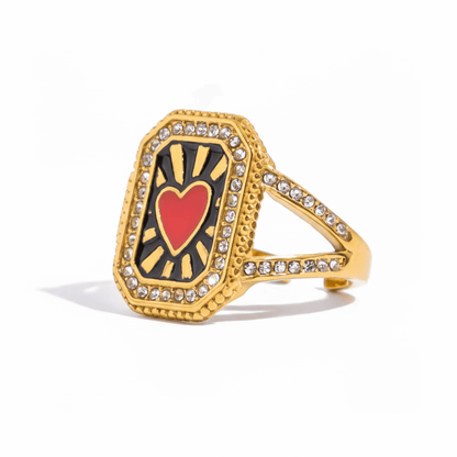 Anillo Ajustable de Encanto Cuadrado de Esmalte Estilo Y2K