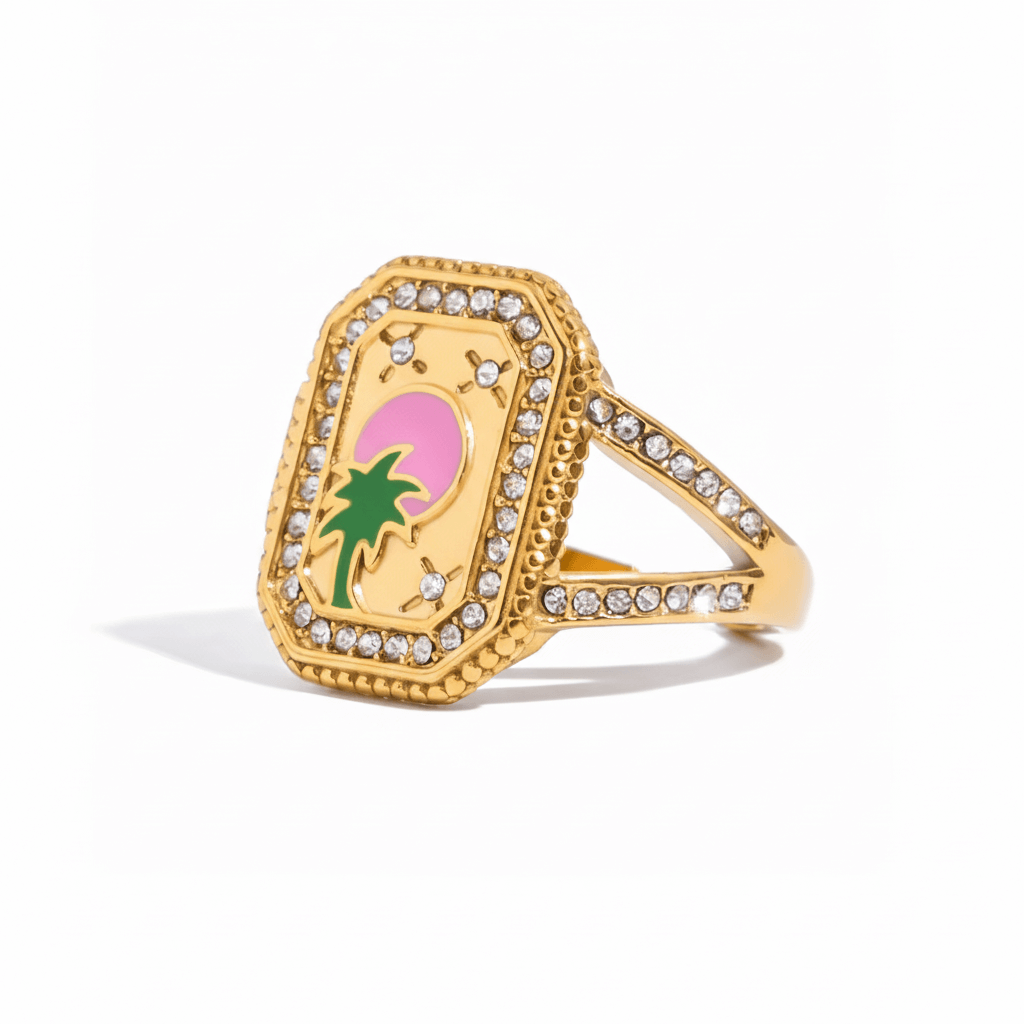 Anillo Ajustable de Encanto Cuadrado de Esmalte Estilo Y2K