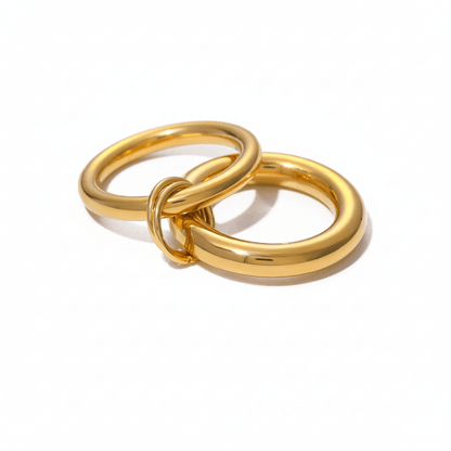 Conjuntos de Anillos de Doble Dedo en Dos Tonos con Acento de Perla