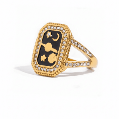 Anillo Ajustable de Encanto Cuadrado de Esmalte Estilo Y2K