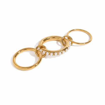 Conjuntos de Anillos de Doble Dedo en Dos Tonos con Acento de Perla