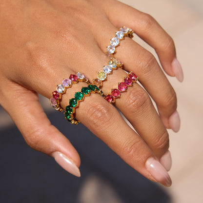 Anillos apilables CZ en forma de redondo, rectangular, corazón y lágrima