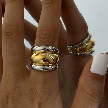 Anillo Bicolor Chunky – Oro y Plata