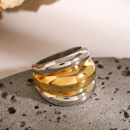 Anillo Bicolor Chunky – Oro y Plata