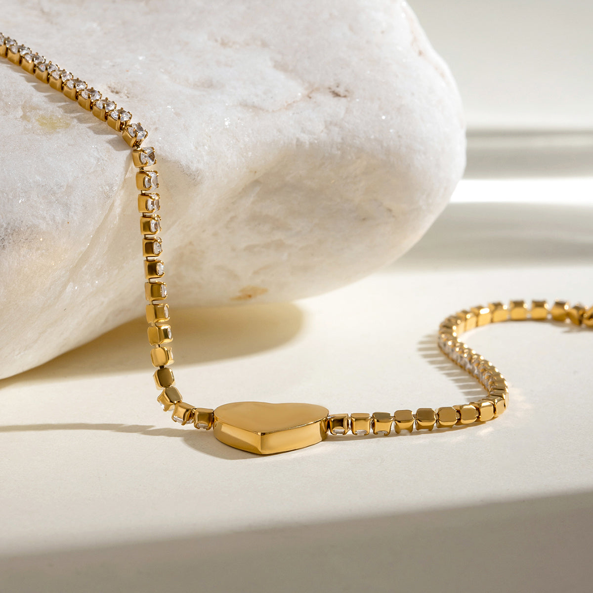 Pulsera Tenis con Corazón de Concha