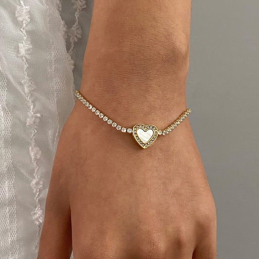 Pulsera Tenis con Corazón de Concha