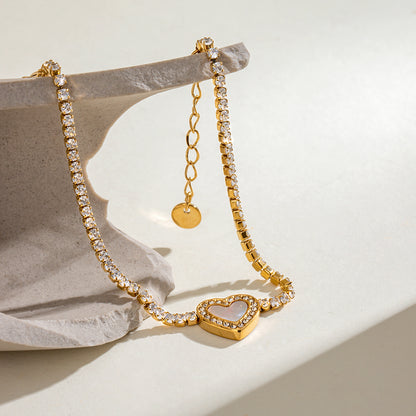 Pulsera Tenis con Corazón de Concha