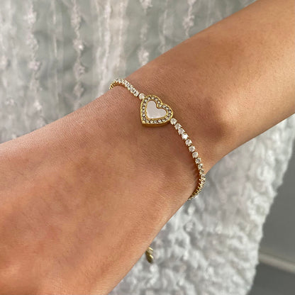 Pulsera Tenis con Corazón de Concha