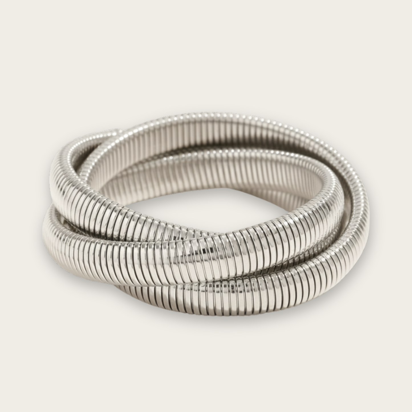 Triple Layer Gold Bracelet - Elastic Stainless Steel Snake Design for Bold Style