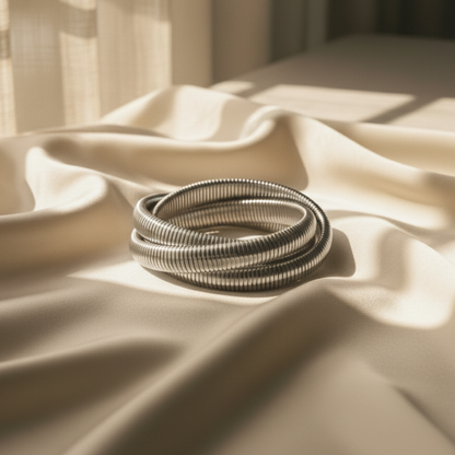 Triple Layer Gold Bracelet - Elastic Stainless Steel Snake Design for Bold Style