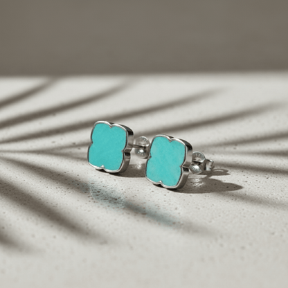 Aqua Gold and Silver Earrings