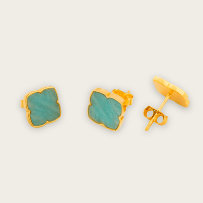 Aqua Gold and Silver Earrings