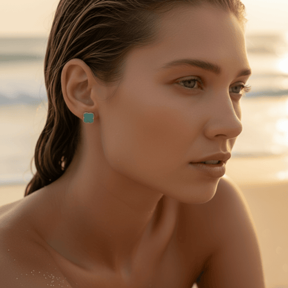 Aqua Gold and Silver Earrings