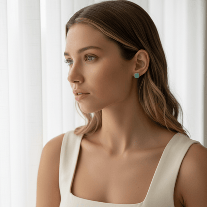 Aqua Gold and Silver Earrings