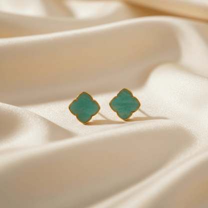 Aqua Gold and Silver Earrings