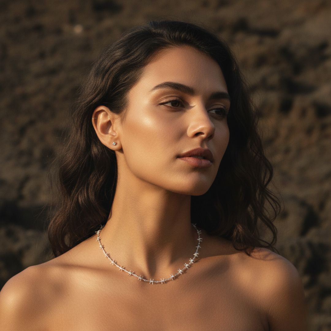 Sun-Spun Silver Gold Choker Necklace