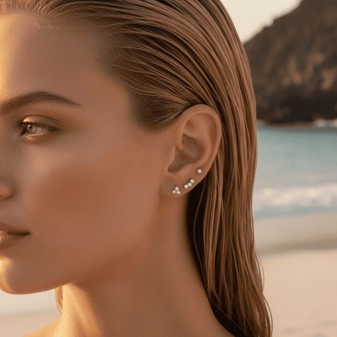 Celestial Cluster Gold Silver Earrings