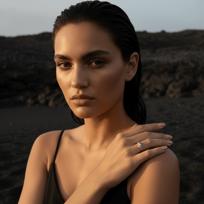 Sunrise Gold Sun Ring and Night Silver Moon Ring