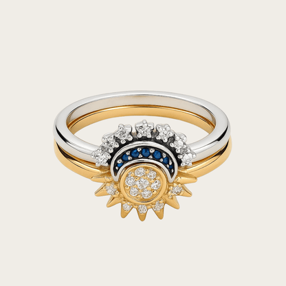 Sunrise Gold Sun Ring and Night Silver Moon Ring
