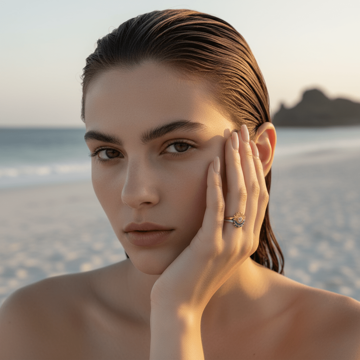 Sunrise Gold Sun Ring and Night Silver Moon Ring