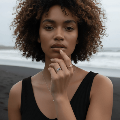 Sunrise Gold Sun Ring and Night Silver Moon Ring