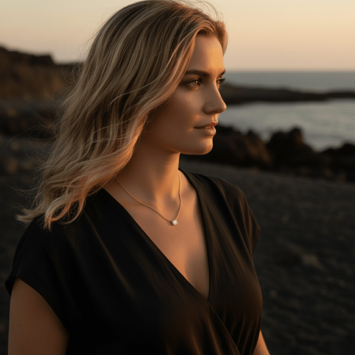 Clear Water Silver and Gold-tone Emerald Necklace