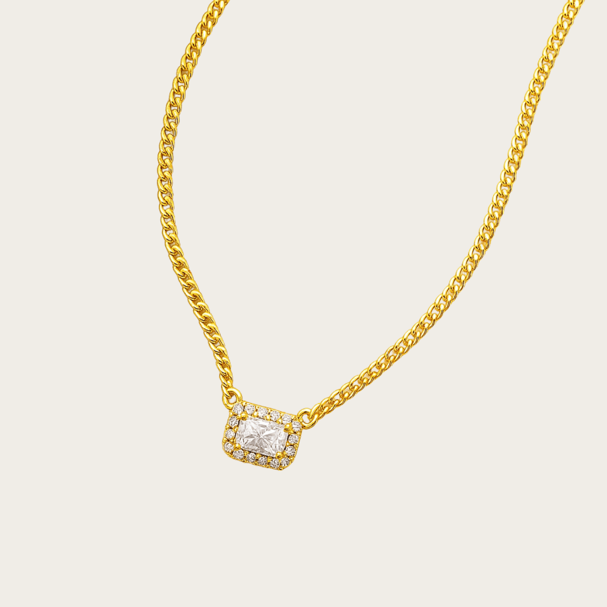 Clear Water Silver and Gold-tone Emerald Necklace