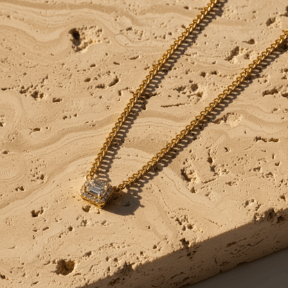 Clear Water Silver and Gold-tone Emerald Necklace